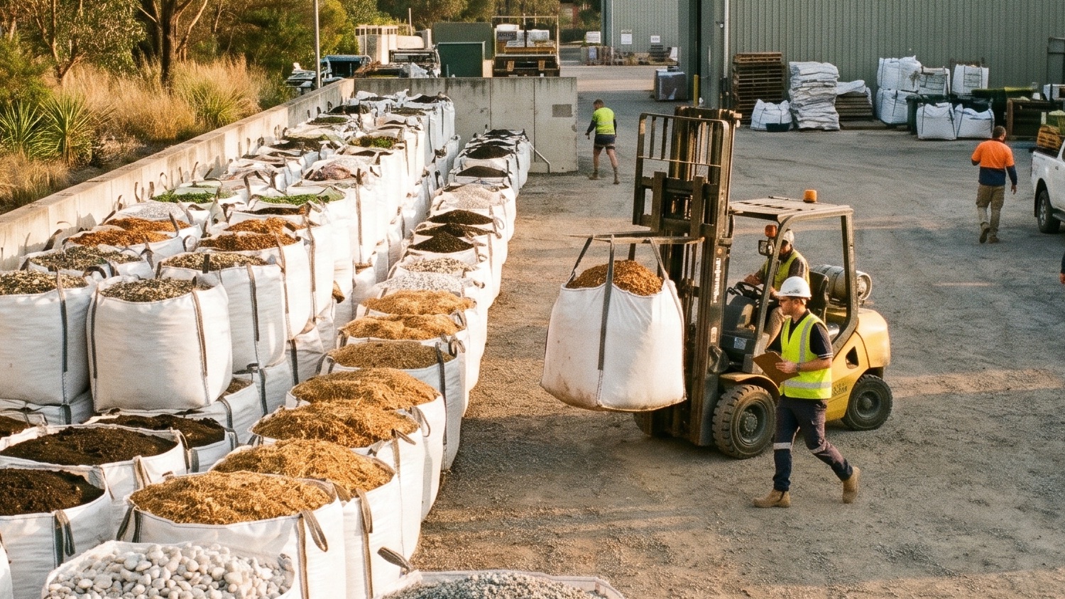 Bulk landscape materials yard