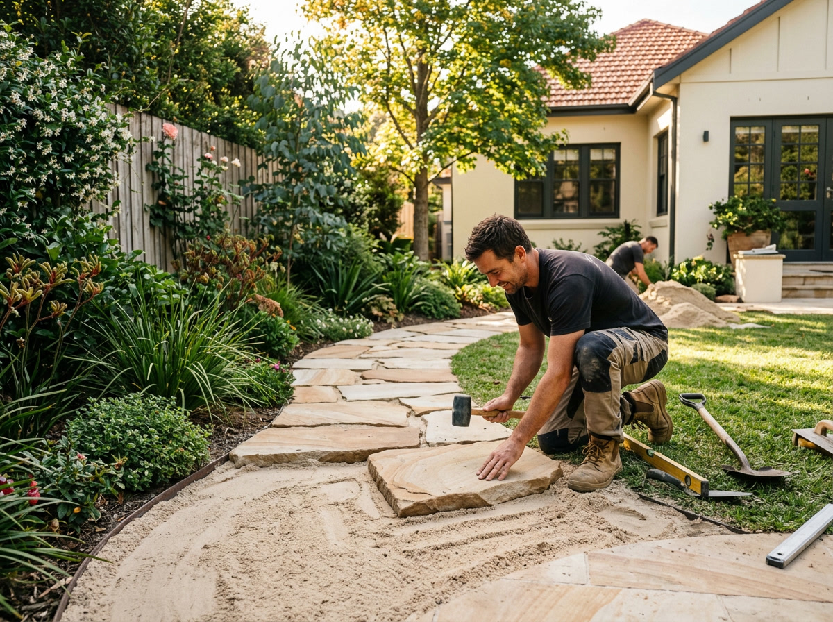 Sydney sand under pavers in a residential garden