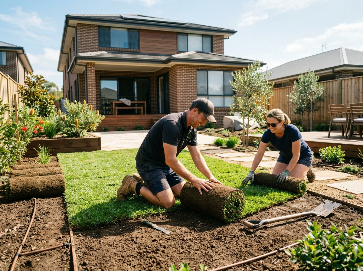 Turf underlay and soil in a residential backyard